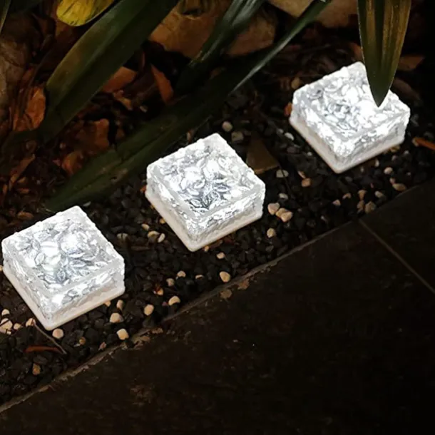 LED Solar Ice Cube Landscape Light Outdoor Ground Lights Waterproof Floor Tile Light For Garden Patio Passage Pond Outdoor Decoration Lawn Lamp