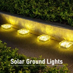LED Solar Ice Cube Landscape Light Outdoor Ground Lights Waterproof Floor Tile Light For Garden Patio Passage Pond Outdoor Decoration Lawn Lamp