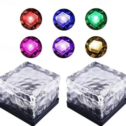 LED Solar Ice Cube Landscape Light Outdoor Ground Lights Waterproof Floor Tile Light For Garden Patio Passage Pond Outdoor Decoration Lawn Lamp