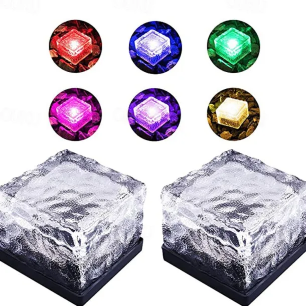 LED Solar Ice Cube Landscape Light Outdoor Ground Lights Waterproof Floor Tile Light For Garden Patio Passage Pond Outdoor Decoration Lawn Lamp