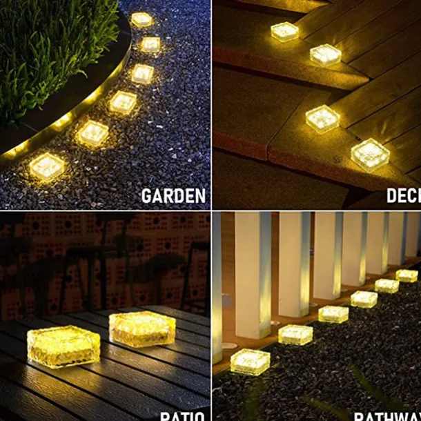 LED Solar Ice Cube Landscape Light Outdoor Ground Lights Waterproof Floor Tile Light For Garden Patio Passage Pond Outdoor Decoration Lawn Lamp