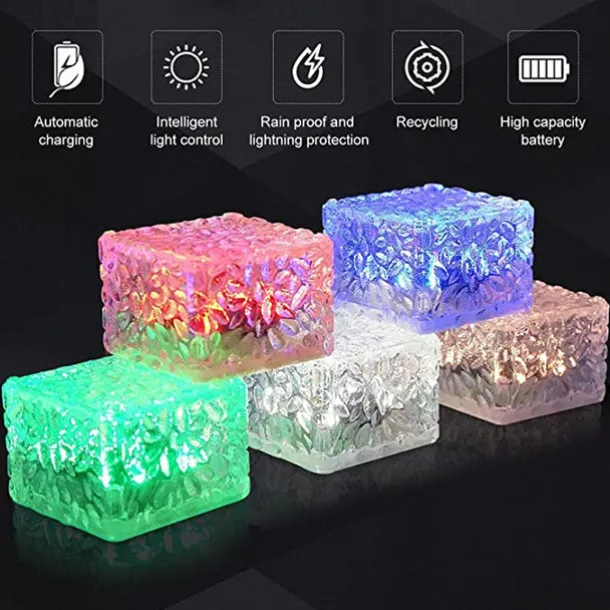 LED Solar Ice Cube Landscape Light Outdoor Ground Lights Waterproof Floor Tile Light For Garden Patio Passage Pond Outdoor Decoration Lawn Lamp