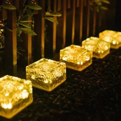 LED Solar Ice Cube Landscape Light Outdoor Ground Lights Waterproof Floor Tile Light For Garden Patio Passage Pond Outdoor Decoration Lawn Lamp