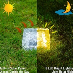 LED Solar Ice Cube Landscape Light Outdoor Ground Lights Waterproof Floor Tile Light For Garden Patio Passage Pond Outdoor Decoration Lawn Lamp
