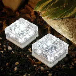 LED Solar Ice Cube Landscape Light Outdoor Ground Lights Waterproof Floor Tile Light For Garden Patio Passage Pond Outdoor Decoration Lawn Lamp