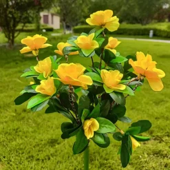 LED Solar Flower Lights Rhododendron Outdoor Simulated Flower Lamp LED Artificial Flower Floor Insertion Lamp Garden and Courtyard Decorative Lights Holiday Party Decorative Lights