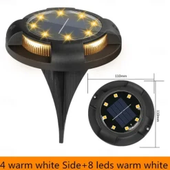 LED Solar Ground Light Outdoor Waterproof Garden Decoration Light Landscape Lawn Pathway Stairs Buried Deck Lights 12 LEDs