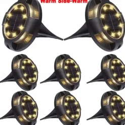 LED Solar Ground Light Outdoor Waterproof Garden Decoration Light Landscape Lawn Pathway Stairs Buried Deck Lights 12 LEDs