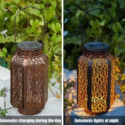 LED Solar Hanging Lights - Pathway Garden Outdoor Retro Wrought Iron Lantern, Waterproof for Balcony, Terrace, Lawn, Indoor/Outdoor Decoration 1pc