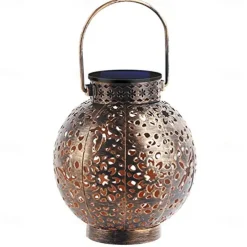 LED Solar Lantern for Outside Vintage Metal Solar Lamps Waterproof Hanging Garden Decoration Solar Lights for Christmas Veranda