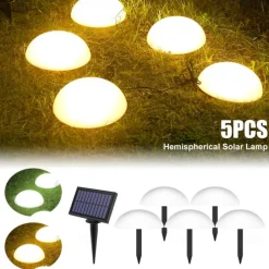 LED Solar Lawn 5-in-1 Led Solar Lights Hemisphere Solar Garden Yard Light Waterproof Outdoor for Pathway Villa Ground Landscape