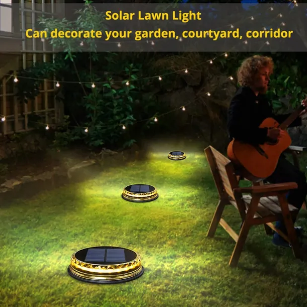 LED Solar Lawn Light Ground Lights Outdoor Waterproof In-ground Solar Lights For Landscape Walkway Lawn Steps Decks Etc