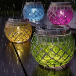 LED Solar Mosaic Glass Lamp Solar Ball Lamp Hollow Out Lamp Garden Lawn Decoration Outdoor Waterproof Landscape Lamp