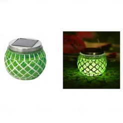 LED Solar Mosaic Glass Lamp Solar Ball Lamp Hollow Out Lamp Garden Lawn Decoration Outdoor Waterproof Landscape Lamp