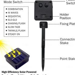 LED Solar Outdoor String Lights, Waterproof 12m 100LEDs & 7m 50LED String Lights for Christmas Garden & Party
