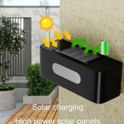 LED Solar Outdoor Wall Lights Step Lights Waterproof Up and Down Security Wall Lamps Energy Saving Step Lights LED Lighting for Garden Step Stair Yard Pathway Backyard Decoration Solar Fence Lights (Warm/White)