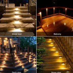 LED Solar Outdoor Wall Lights Step Lights Waterproof Up and Down Security Wall Lamps Energy Saving Step Lights LED Lighting for Garden Step Stair Yard Pathway Backyard Decoration Solar Fence Lights (Warm/White)
