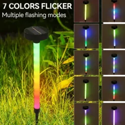 LED Solar Pathway Light, Outdoor Solar Lights RGB Changing Lawn Ground Lamp IP65 Waterproof Landscape Spotlights Garden Decoration Outdoor Lights 1PC