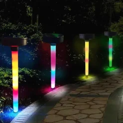 LED Solar Pathway Light, Outdoor Solar Lights RGB Changing Lawn Ground Lamp IP65 Waterproof Landscape Spotlights Garden Decoration Outdoor Lights 1PC