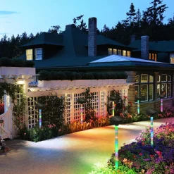 LED Solar Pathway Light, Outdoor Solar Lights RGB Changing Lawn Ground Lamp IP65 Waterproof Landscape Spotlights Garden Decoration Outdoor Lights 1PC