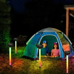 LED Solar Pathway Light, Outdoor Solar Lights RGB Changing Lawn Ground Lamp IP65 Waterproof Landscape Spotlights Garden Decoration Outdoor Lights 1PC