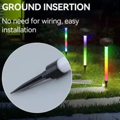 LED Solar Pathway Light, Outdoor Solar Lights RGB Changing Lawn Ground Lamp IP65 Waterproof Landscape Spotlights Garden Decoration Outdoor Lights 1PC
