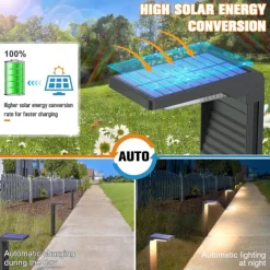 LED Solar Pathway Lights Outdoor Waterproof Bright Landscape Path Lights for Yard Patio Backyard Lawn Driveway Walkway Garden Decorative with Warm and Cool White Light