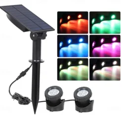 LED Solar Powered Lamp - RGB Color Changing Outdoor Pathway Spotlight, IP68 Waterproof Solar Light for Garden Landscaping