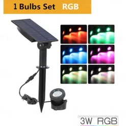 LED Solar Powered Lamp - RGB Color Changing Outdoor Pathway Spotlight, IP68 Waterproof Solar Light for Garden Landscaping