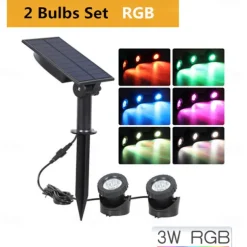 LED Solar Powered Lamp - RGB Color Changing Outdoor Pathway Spotlight, IP68 Waterproof Solar Light for Garden Landscaping