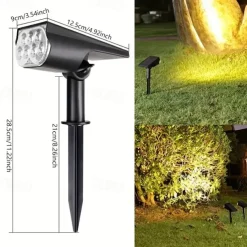 2/7LED Solar Spotlight Outdoor Waterproof Garden Courtyard Lawn Landscape Light Colorful RGB Lawn Light For Roadside Villa Park Garden Decor Light 1PC