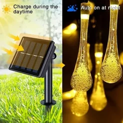 LED Solar String Light 5M 20LEDs Water Drop Bubble Ball Solar Lights Outdoor Waterproof Landscape Garden Festival Decoration Lantern Tree Patio Light