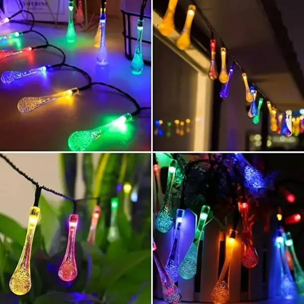 LED Solar String Light 5M 20LEDs Water Drop Bubble Ball Solar Lights Outdoor Waterproof Landscape Garden Festival Decoration Lantern Tree Patio Light