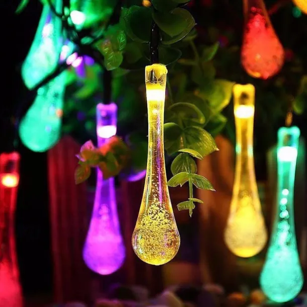 LED Solar String Light 5M 20LEDs Water Drop Bubble Ball Solar Lights Outdoor Waterproof Landscape Garden Festival Decoration Lantern Tree Patio Light