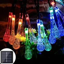 LED Solar String Light 5M 20LEDs Water Drop Bubble Ball Solar Lights Outdoor Waterproof Landscape Garden Festival Decoration Lantern Tree Patio Light