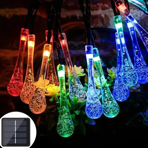 LED Solar String Light 5M 20LEDs Water Drop Bubble Ball Solar Lights Outdoor Waterproof Landscape Garden Festival Decoration Lantern Tree Patio Light