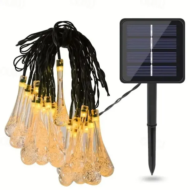 LED Solar String Light 5M 20LEDs Water Drop Bubble Ball Solar Lights Outdoor Waterproof Landscape Garden Festival Decoration Lantern Tree Patio Light