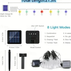 LED Solar String Light 5M 20LEDs Water Drop Bubble Ball Solar Lights Outdoor Waterproof Landscape Garden Festival Decoration Lantern Tree Patio Light