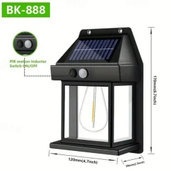LED Solar Wall Light Motion Sensor Garden Light Dusk To Dawn Outdoor Lighting IP65 Waterproof Black And White Double Color Garden Landscape Christmas Decoration Warm Light