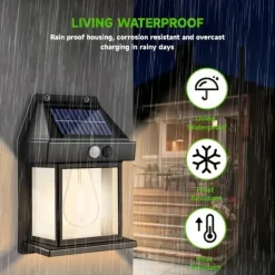 LED Solar Wall Light Motion Sensor Garden Light Dusk To Dawn Outdoor Lighting IP65 Waterproof Black And White Double Color Garden Landscape Christmas Decoration Warm Light