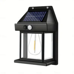 LED Solar Wall Light Motion Sensor Garden Light Dusk To Dawn Outdoor Lighting IP65 Waterproof Black And White Double Color Garden Landscape Christmas Decoration Warm Light