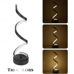 LED Spiral Table Lamp Modern Three-gear Dimming USB Power Button Switch