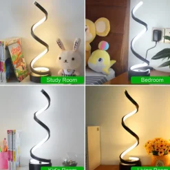 LED Spiral Table Lamp Modern Three-gear Dimming USB Power Button Switch