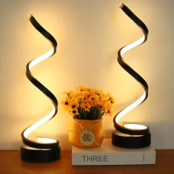 LED Spiral Table Lamp, Modern Simple Bedside Night Light Tri-Colors Dimmable USB Powered Creative Atmosphere Desk Lamp Home Bedroom Office Desktop Decoration Ornaments 1PC