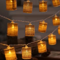 LED String Lights Christmas Lights Clearance Linen Cylindrical Nordic Design Battery Powered for Room Courtyard or Christmas Decorations Batteries Powered 1Set
