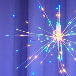 LED String Lights Hanging Starburst Firework Lights 200 LEDs Battery or USB Remote Control Operated Vine Branch Light Christmas Fairy String Light Foldable Garland Wedding Store Decoration Lamp