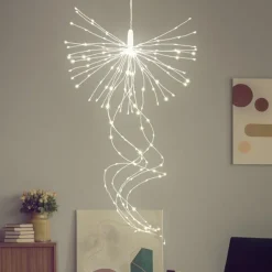 LED String Lights Hanging Starburst Firework Lights 200 LEDs Battery or USB Remote Control Operated Vine Branch Light Christmas Fairy String Light Foldable Garland Wedding Store Decoration Lamp