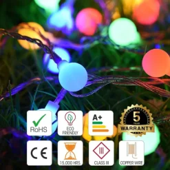 LED String Lights 3M-20LED 6M-40LED 10M-80LED Ball Lights USB Bulb Light String Waterproof Outdoor Wedding Christmas Holiday