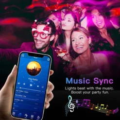 LED Strip Light 5050 SMD 20M/65.6FT Smart RGB Tape Rope Light Sync Music Light 16 Million Colors Changing Bluetooth APP Control W/ 40-Key Remote for Home Bedroom TV Car Xmas Decor (2x32.8FT)