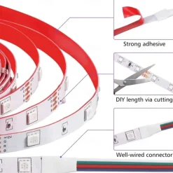 LED Strip Light 5050 SMD 20M/65.6FT Smart RGB Tape Rope Light Sync Music Light 16 Million Colors Changing Bluetooth APP Control W/ 40-Key Remote for Home Bedroom TV Car Xmas Decor (2x32.8FT)